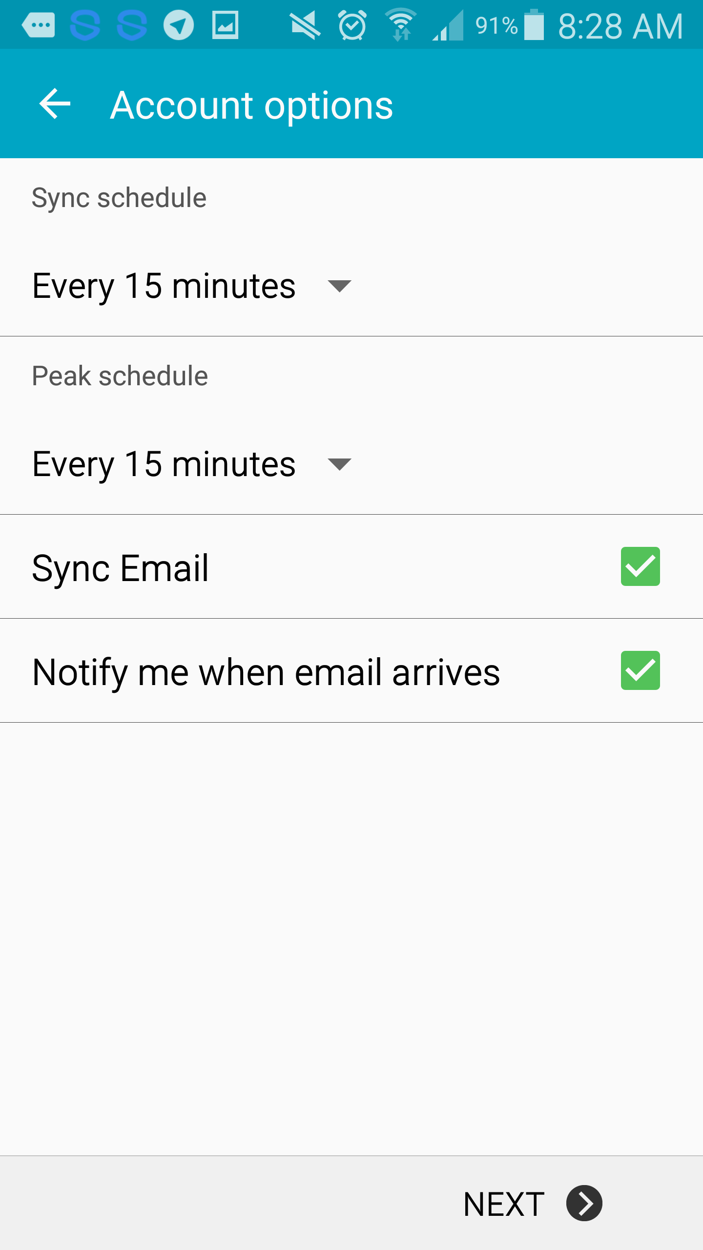 Android Email Settings Step 7 of Email settings for Android V5