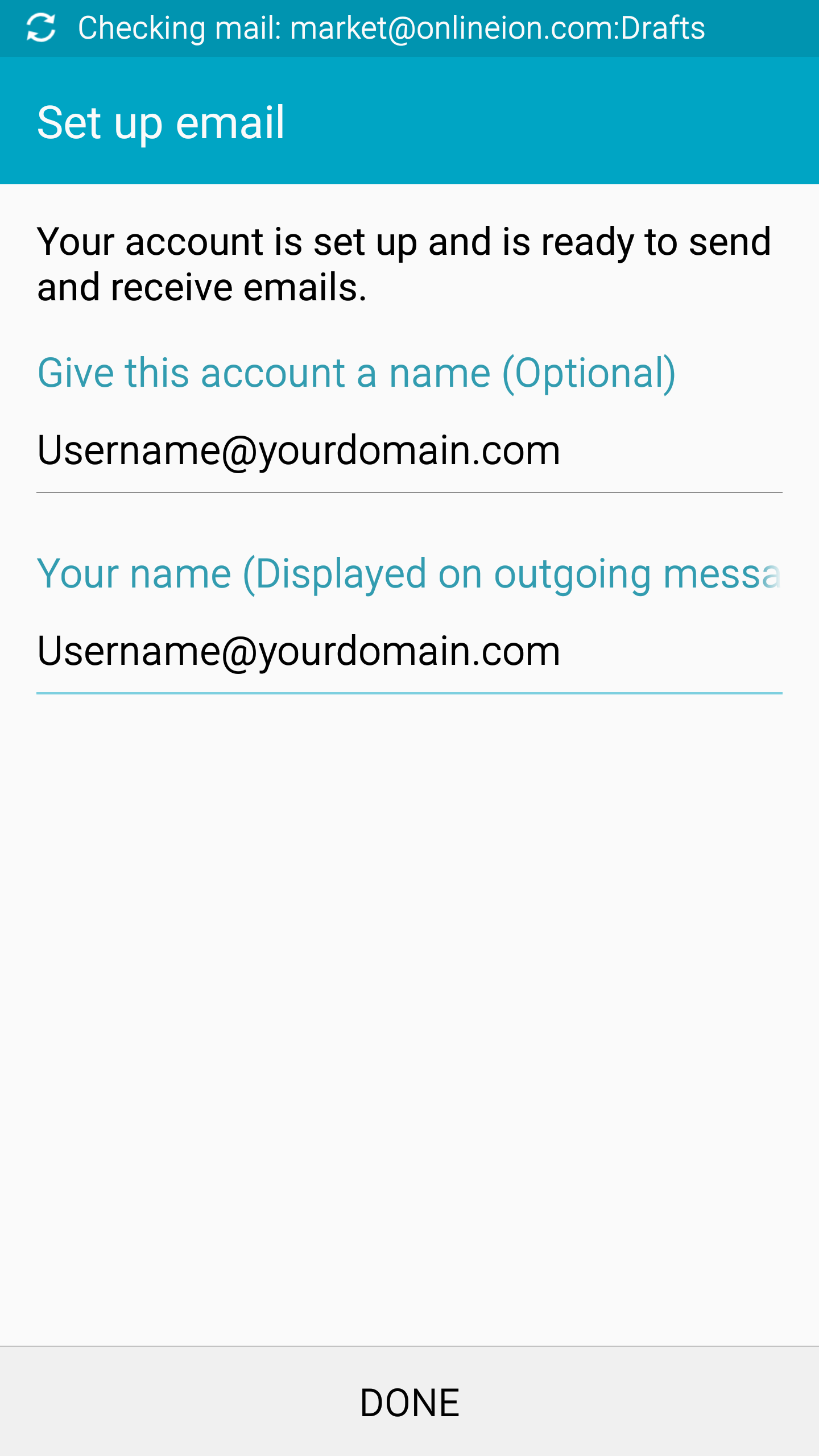 Android Email Settings Step 8 of Email settings for Android V5