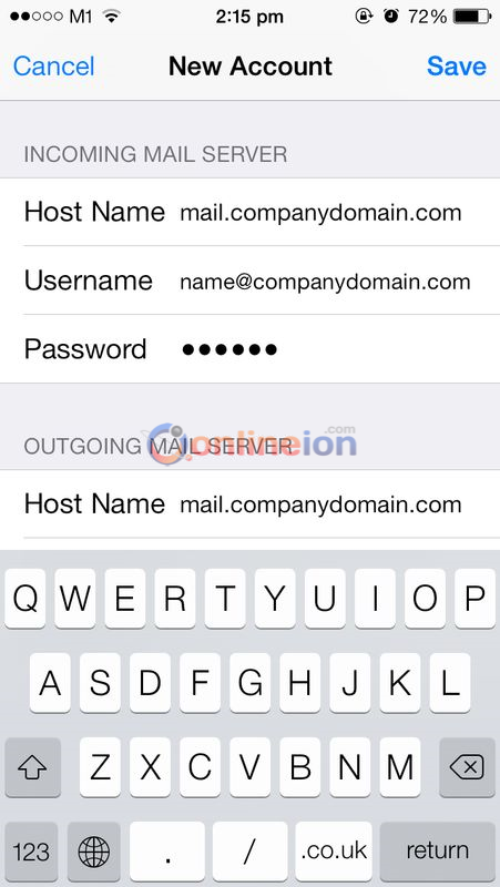 IOS7 Email account settings IOS7 Email account settings