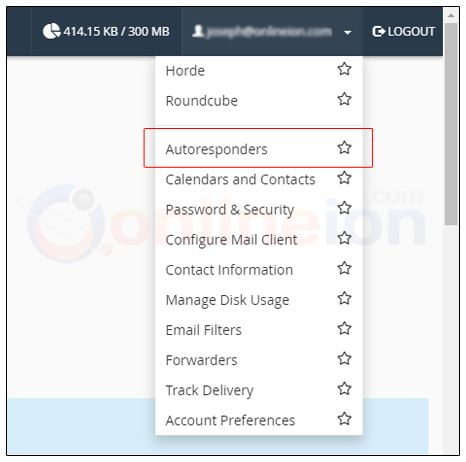 Autoresponders drop down menu Autoresponders drop down menu